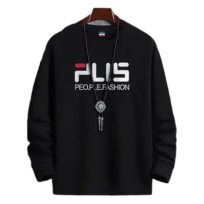 Men's Yellow Korean Print Sweatshirt Loose Fit Long Sleeve