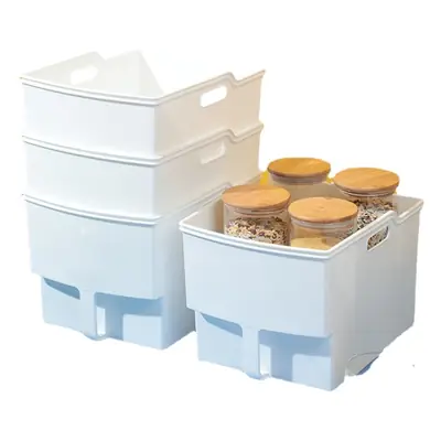 White Large Storage Basket with Handle, PP Plastic