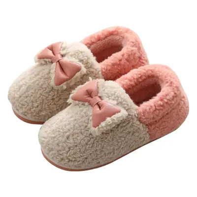 Winter Bow Soft Plush Slip-On Socks