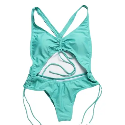2023 New European Swimwear Drawstring Backless Bikini Set