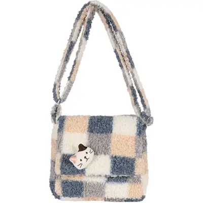 Japanese College Style Antique Soft Girl Plaid Shoulder Bag