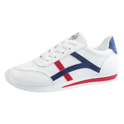 Women White Grey Striped Casual Sneakers 2025