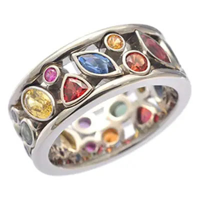 Multi-color hollow diamond finger ring for women