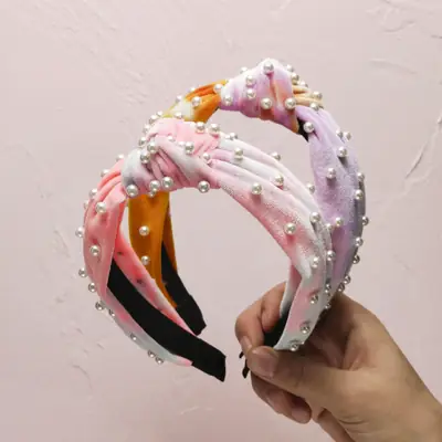 Pearl Knot Hairbands with Printed Design