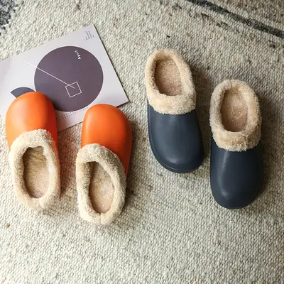 Women's Fleece Lined Winter Slippers Yellow Orange