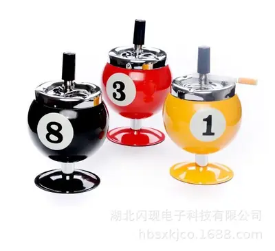 Lucky Billiards Rotating Metal Ashtray Red