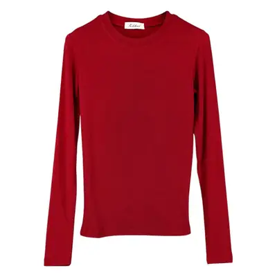 Red Long Sleeve Slim Fit T-Shirt for Women