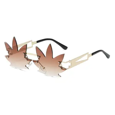 Jett 3499 Funny Frameless Sunglasses Maple Leaf Design
