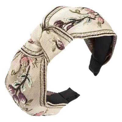 Vintage Embroidered Knot Hair Hoop for Women