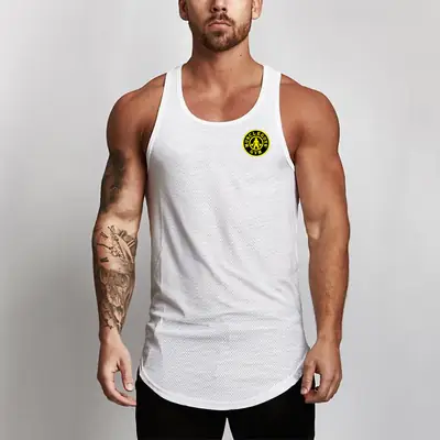 Men's Blue Logo Sleeveless Vest Mesh