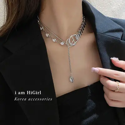 Diamond Box Chain Pendant Necklace for Women