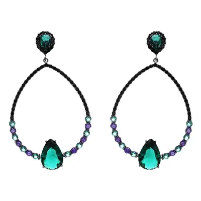 Emerald Green Zircon Hollow Geometric Earrings