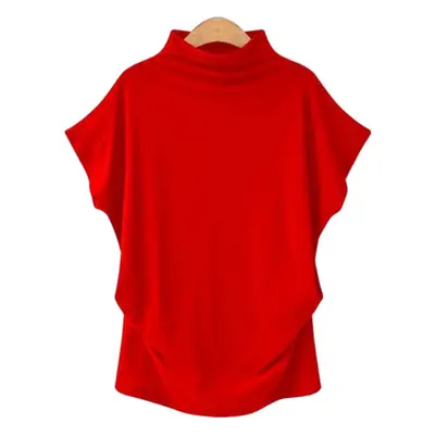 Women's White High Collar Bat Sleeve Top
