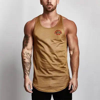 Men's Gray Mesh Gym Vest for Workout & Training