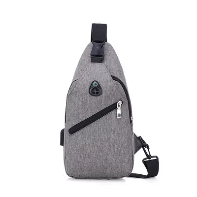 Men's Blue Printed Chest Bag with Adjustable Strap