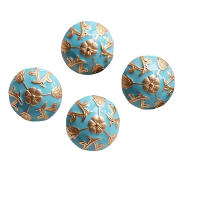 Sky Blue Retro Gold Earrings with Silver Needle