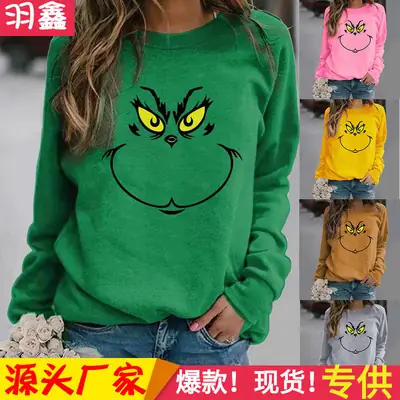 Green Grinch Print Long Sleeve Sweatshirt