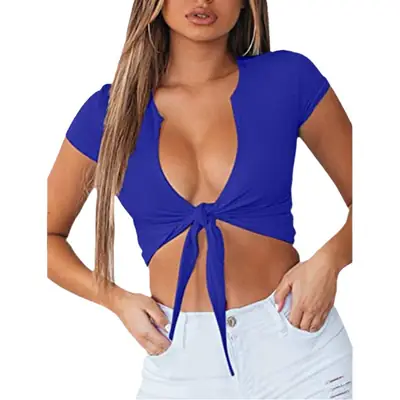 Red Knotted High Neck Vest Top for Women