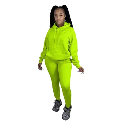 Ladies Velvet Sports Suit 2-Piece Neon Solid Color