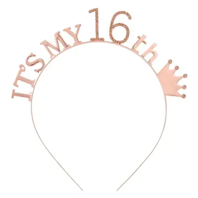 Rose Gold 18th Birthday Crown Headband for Girls