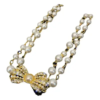 European American Retro Court Double Pearl Diamond Necklace