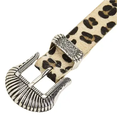 European American Leopard Print Western Buckle Belt