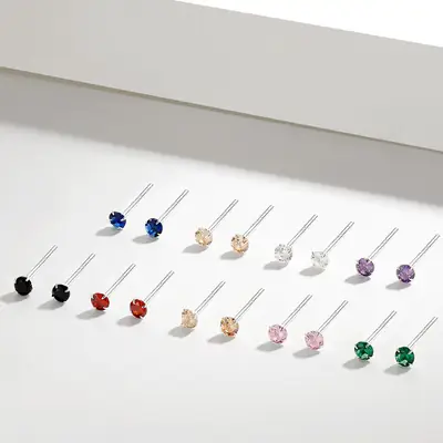 Sterling Silver Four Claw Luminous Earrings for Women