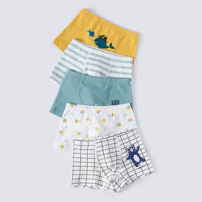 Wholesale Cotton Boys Shorts Yellow Fish Print Medium Large