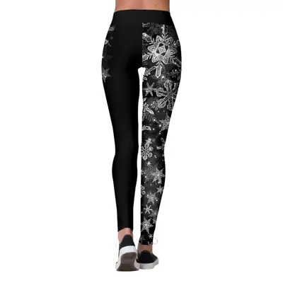 Black Floral Printed Fitness Pants for Women