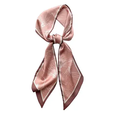 Women Silk Scarf Pink Bow Tie Bag Spring Autumn