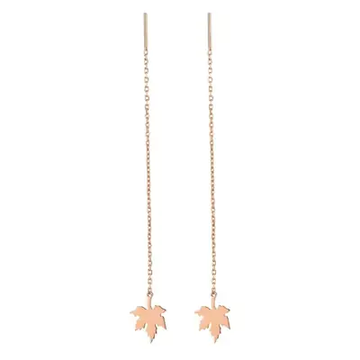 Korean Style 999 Sterling Silver Earrings Maple Leaf Ear Line Women's INS Minimalist Leaves Not Allergic Tassel Earrings Fashion Jewelry