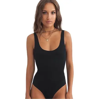 2024 Black Knitted One-Piece Women's Vest