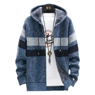 Men Velvet Cardigan Hoodie Grey Black Large Export