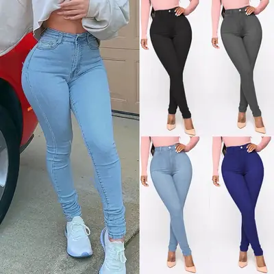 Women High Waist Sexy Tight Black Jeans Plus Size