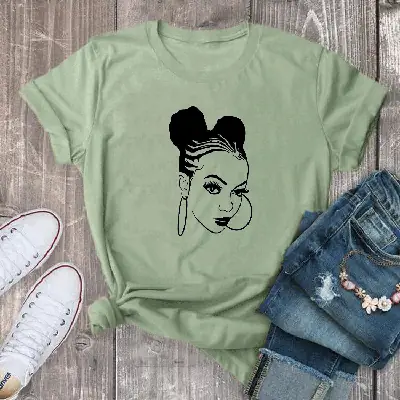 Gray Graphic T-Shirt with Big Ear Ring Design