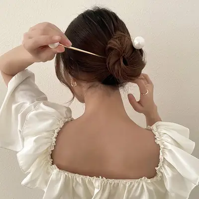 Pearl Hairpin Ball for Women with Metal Head & Clasp
