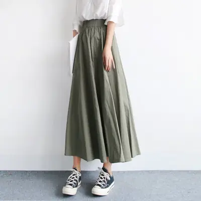 Japanese Style A-Line Skirt Plus Size Brown
