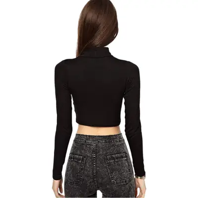Black 2-Tier Turtleneck Top with Striped Pants