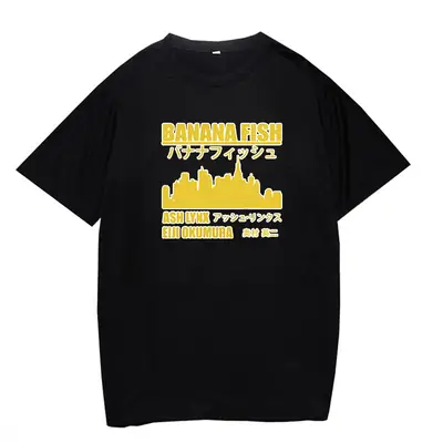 Banana Fish Anime T-Shirt Grey Large Men Women