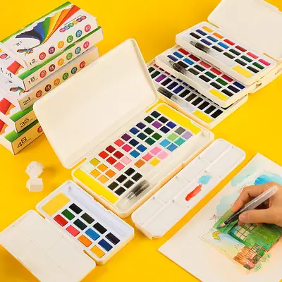 Color box solid watercolor beginner solid gouache watercolor paint powder set solid watercolor painting solid watercolor