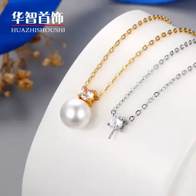 Gold Pearl Zircon Clavicle Necklace for Women