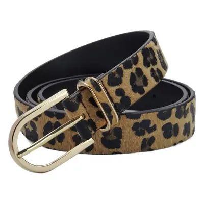 Women's Green Leopard Print Waist Belt with Metal Buckle