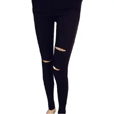 Plus Size Black Holes Leggings 100kg No Snagging
