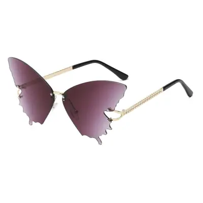 Women's Butterfly Sunglasses Pink Marine Film Export Frameless Photo Sunglasses