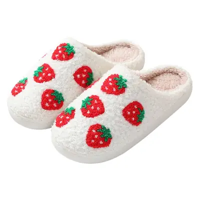 Winter cross-border home strawberry cotton slippers wholesale women's warm plush slippers home indoor non-slip home couple