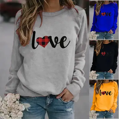 Women's White Heart Love Crewneck Sweatshirt