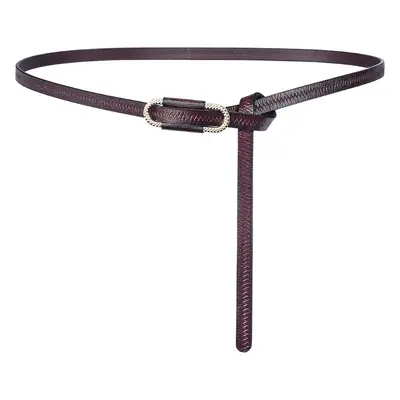 New Women's Knot Leather Belt Black Thin Cowhide