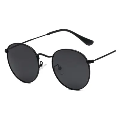 Women's Retro Polarized Sunglasses Round Frame Gold Metal