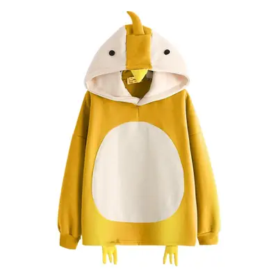 2024 Winter Cartoon Chick Fleece Hooded Sweatshirt Blue White
