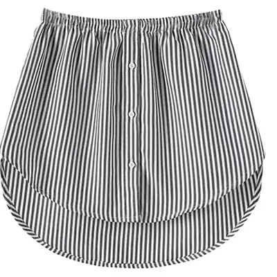 White Fake Skirt with Elastic Waist Button Front